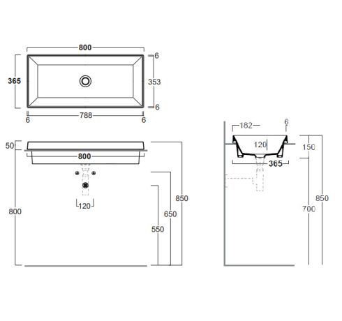 Раковина SIMAS AGILE встраиваемая сверху без отверстий цвет белый AG80IN