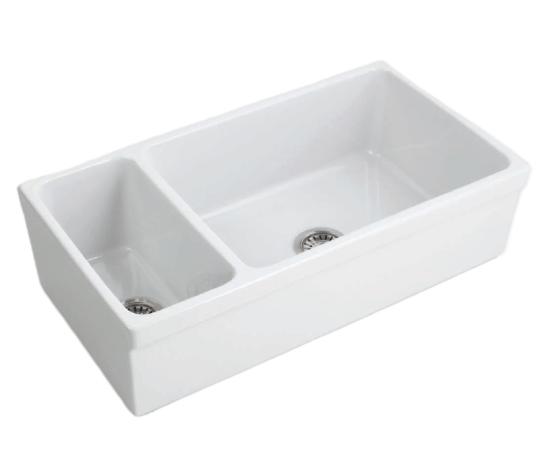 Кухонная мойка SIMAS LAVABI накладная двойная глазированная с 4 сторон без отверстий цвет белый Q542