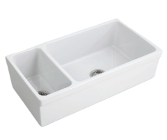 Кухонная мойка SIMAS LAVABI накладная двойная глазированная с 4 сторон без отверстий цвет белый Q542