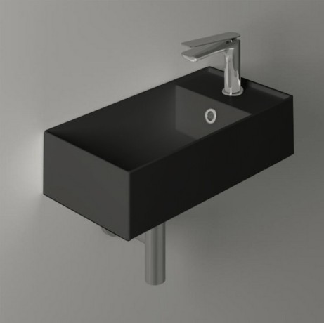 Раковина SIMAS AGILE подвесная или накладная с одним отверстием с полкой правой цвет черный  AG50.NE