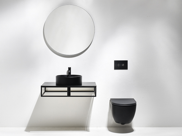 КОМПЛЕКТ Унитаз SIMAS TREVI подвесной безободковый с сиденьем с крышкой с микролифтом цвет черный матовый TR18/F85.NM+TR004.NM