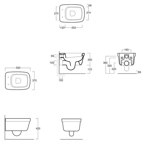 АКЦИЯ КОМПЛЕКТ Унитаз SIMAS EVOLUTION подвесной цвет белый с сиденьем с крышкой с микролифтом цвет черный EVO18/F85+EVO004NERO