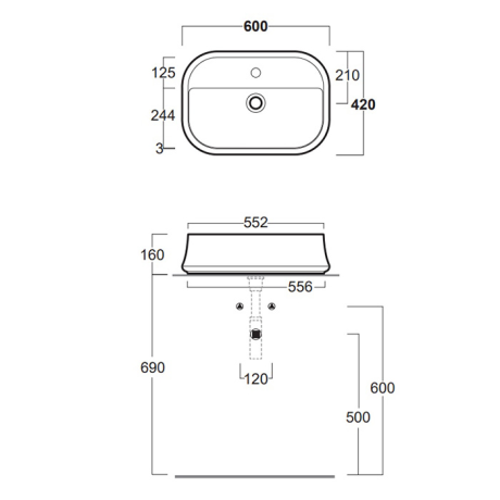 Раковина SIMAS SHARP накладная с одним отверстием цвет белый SH09