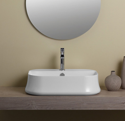 Раковина SIMAS SHARP накладная с одним отверстием цвет белый SH09