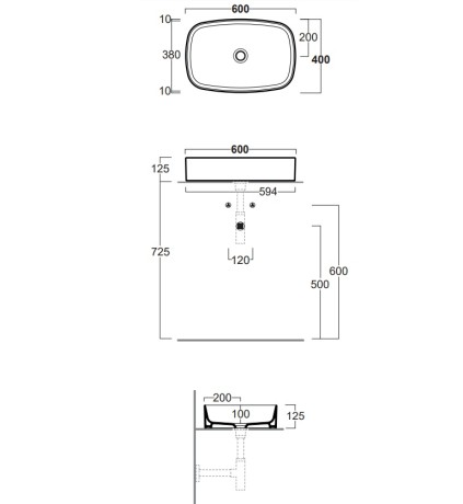 Раковина SIMAS FOLIO накладная без отверстий цвет белый FO04