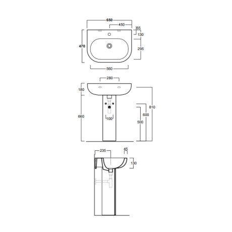 Раковина SIMAS E-Line подвесная или на пьедестал с одним отверстием цвет белый EL05