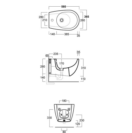 Биде SIMAS VIGNONI подвесное с одним отверстием цвет tela matt VI19/F85.TM