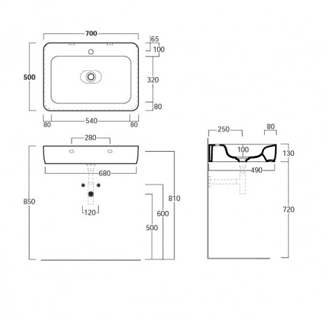 Раковина SIMAS HENGES подвесная или накладная с одним отверстием цвет белый HE10