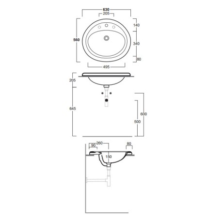 Раковина SIMAS LAVABI встраиваемая сверху с одним отверстием и двумя намеченными MONIA цвет белый S51