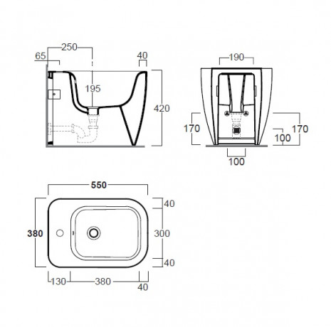 Биде SIMAS HENGES Напольное приставное с одним отверстием цвет белый HE04/F91