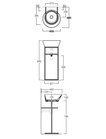 Металлическая структура SIMAS WAVE напольная цвет черный матовый WASA01