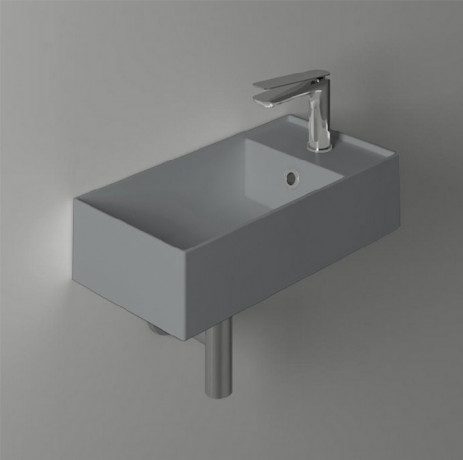 Раковина SIMAS AGILE подвесная или накладная с одним отверстием с полкой правой цвет cemento matt AG50.CM