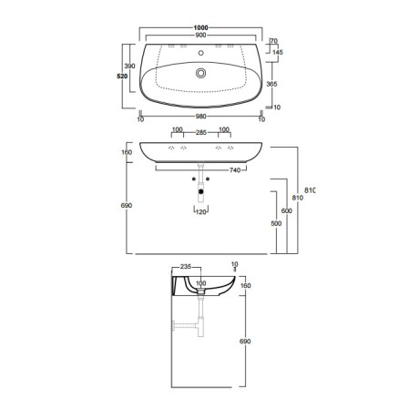 Раковина SIMAS VIGNONI подвесная или накладная с одним отверстием цвет белый VI12
