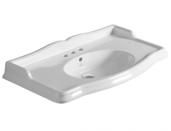 Раковина SIMAS ARCADE подвесная на тумбу на ноги на кронштейны с тремя отверстиями со спинкой цвет белый AR874