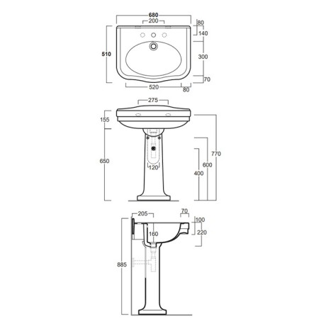 Раковина SIMAS LONDRA подвесная на пьедестал с одним отверстием цвет белый LO924