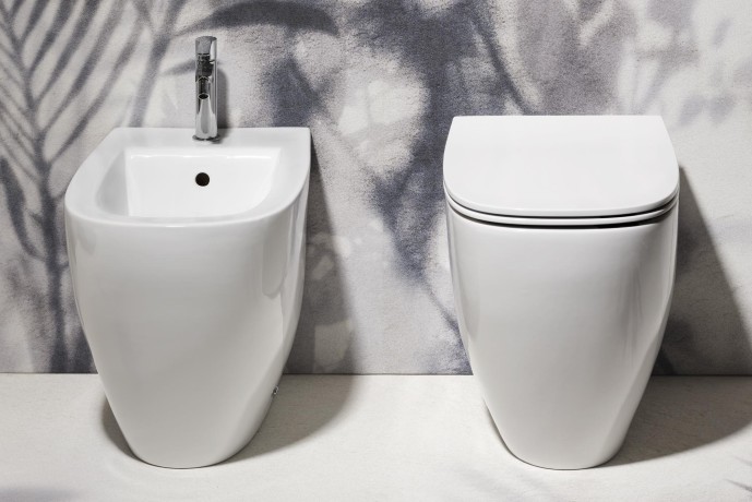 Биде SIMAS JUNIPER Напольное приставное с одним отверстием цвет белый JU04