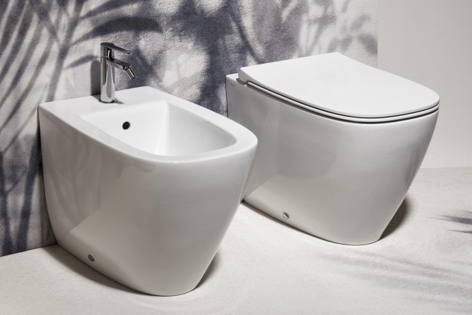 Биде SIMAS JUNIPER Напольное приставное с одним отверстием цвет белый JU04