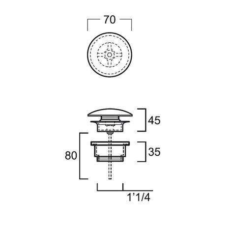 Донный клапан SIMAS цвет серый матовый PLCE.CM