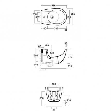 Биде SIMAS VIGNONI подвесное с одним отверстием цвет черный матовый VI19/F85.NM