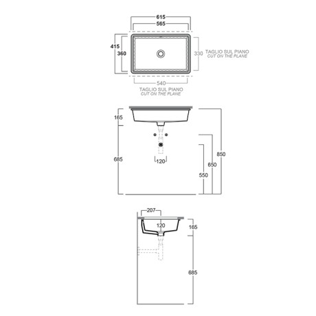 Раковина SIMAS AGILE под столешницу без отверстий цвет черный S60.NE