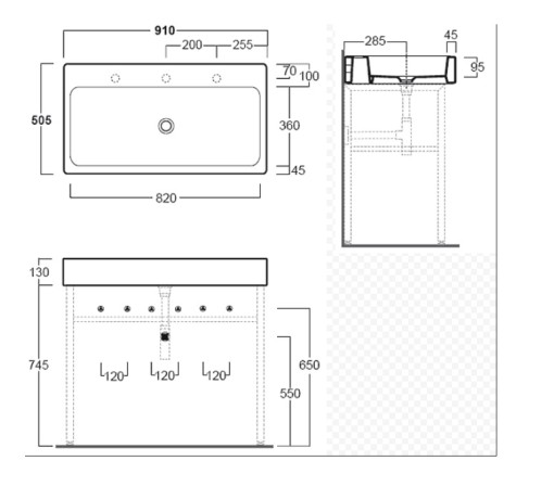 Раковина SIMAS FROZEN накладная для установки на консоль без отверстий в центре цвет белый U90.0