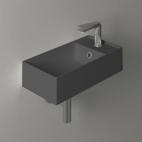 Раковина SIMAS AGILE подвесная или накладная с одним отверстием с полкой правой цвет антрацит матовый  AG50.AM