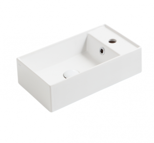 Раковина SIMAS AGILE подвесная или накладная с одним отверстием с полкой правой цвет белый матовый AG50.BM