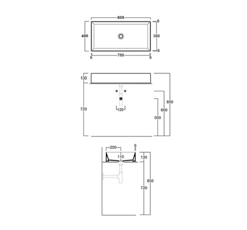 Раковина SIMAS AGILE накладная без отверстий эмалированная с 4 сторон цвет черный матовый AG80.NM