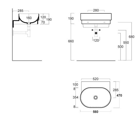 Раковина SIMAS PO-MO подвесная или накладная без отверстий цвет белый PO06
