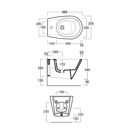 Биде SIMAS GAMBASSI подвесное с одним отверстием цвет белый GA19/F85