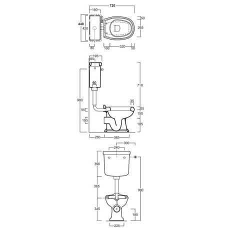 Бачок SIMAS ARCADE Настенный на средней трубе с фронтальной ручкой смыва в комплекте с механизмом слива цвет белый бронза AR812B/D23BR
