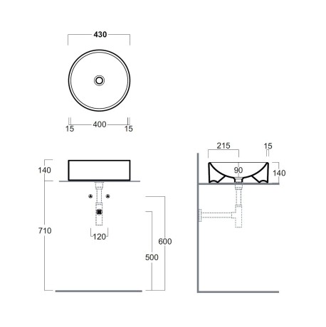 Раковина SIMAS FLOW накладная без отверстий цвет белый FL10