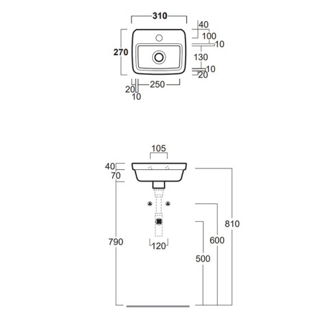 Раковина SIMAS EVOLUTION подвесная с одним отверстием цвет белый EVO13