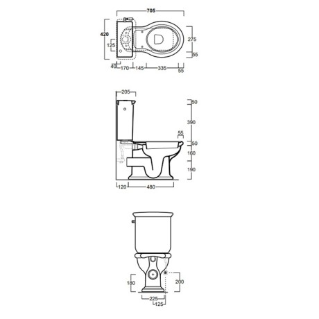 Бачок SIMAS LANTE на чашу унитаза моноблок с боковой ручкой смыва в комплекте с механизмом слива цвет белый хром LA09B/D24CR